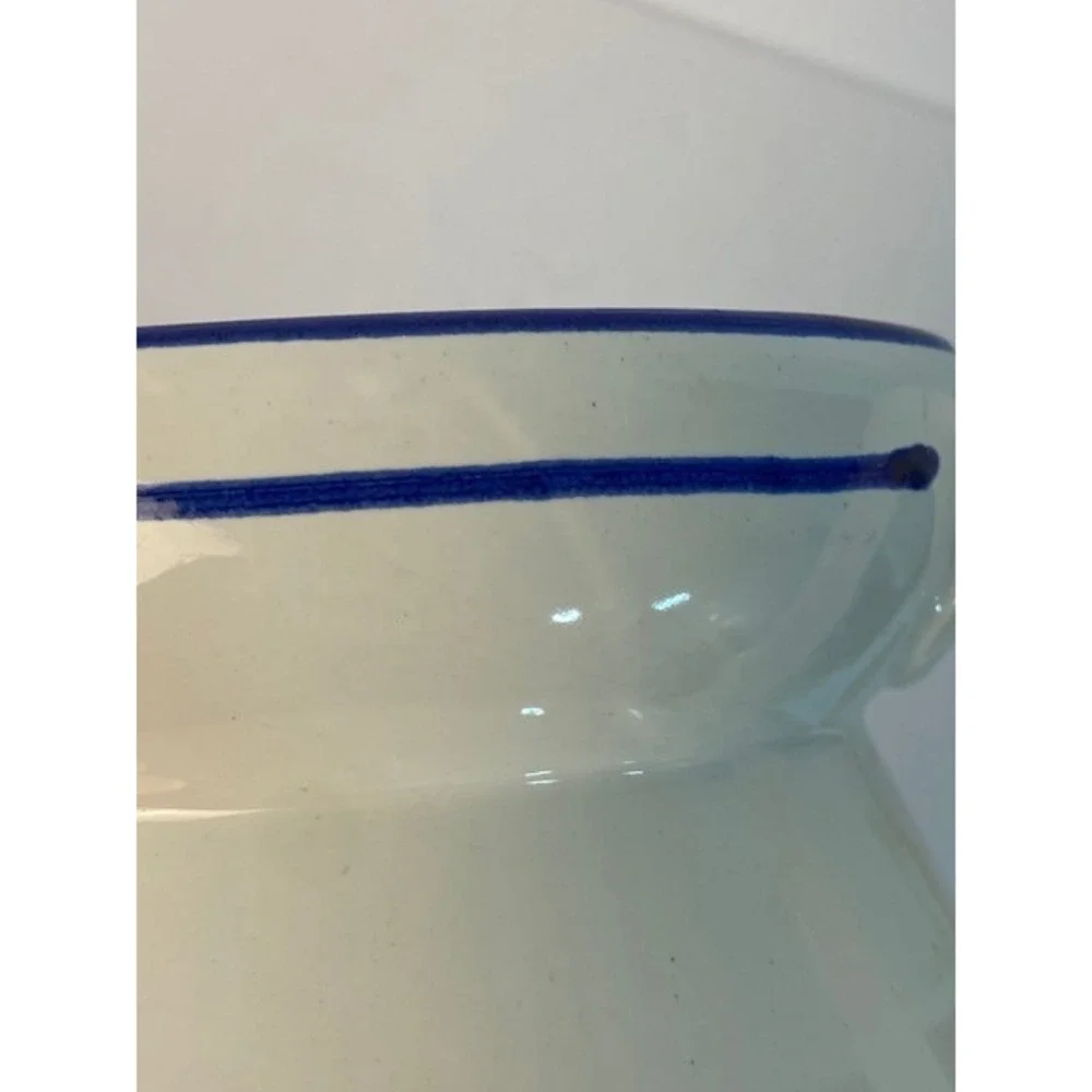 Vintage Blue Goose Ceramic Pitcher White Stoneware Farmhouse Country Creamer